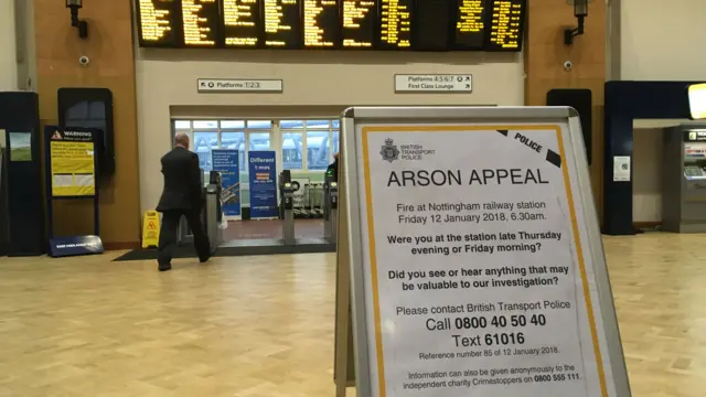 Arson appeal at Nottingham station