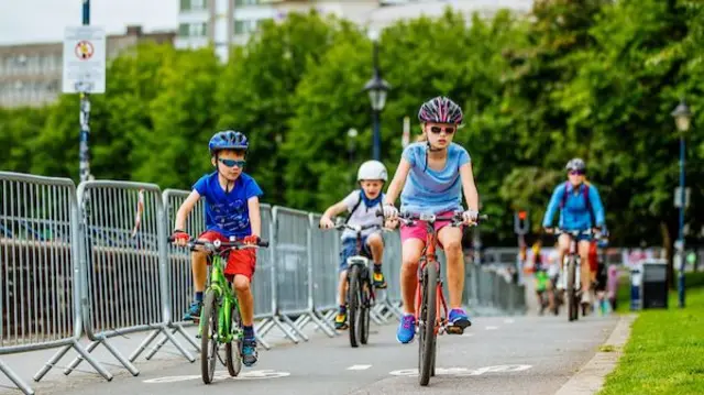 Cyclists in Leicester