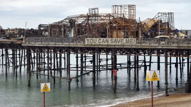 Hastings Pier after the fire in 2010