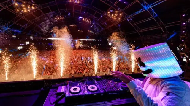DJ Marshmello performing at Coachella 2017