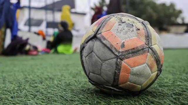 A football at a stadium in Somalia