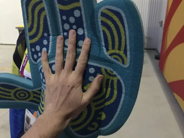 High five of the foam hand