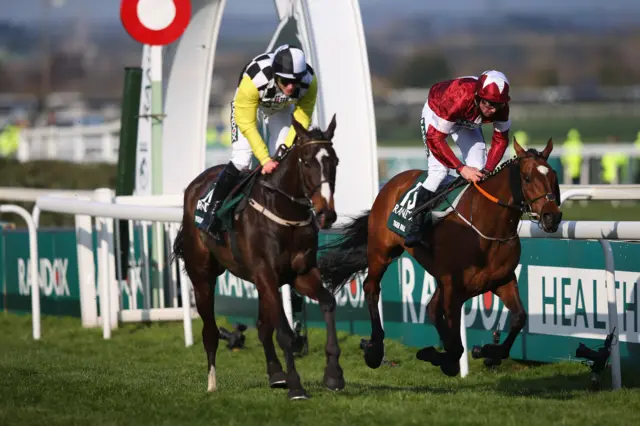 Pleasant Company and Tiger Roll fighting for the finish