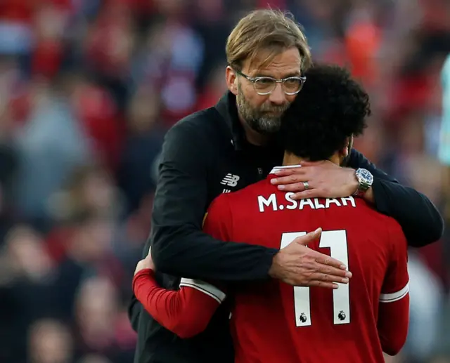 Mo Salah and Jurgen Klopp