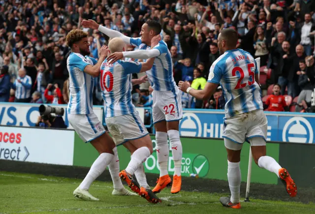 Huddersfield players celebrate