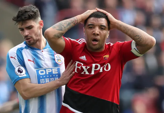 Troy Deeney missed for Watford against Huddersfield