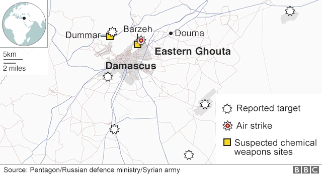 Map showing military targets