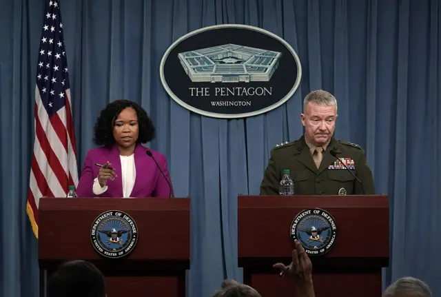 Pentagon spokeswoman Dana White (L) and Gen. Kenneth McKenzie