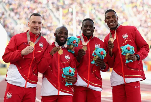 England's 4x100m gold medal winning team