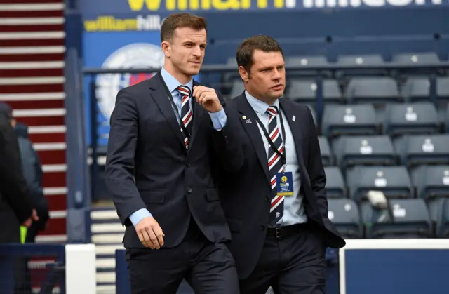 Rangers midfielder Anday Halliday and manager Graeme Murty