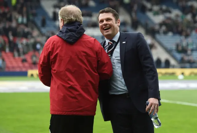 Rangers manager Graeme Murty shares a joke with assistant Jimmy Nicholl