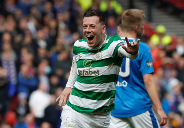 Callum McGregor celebrates after doubling Celtic's lead