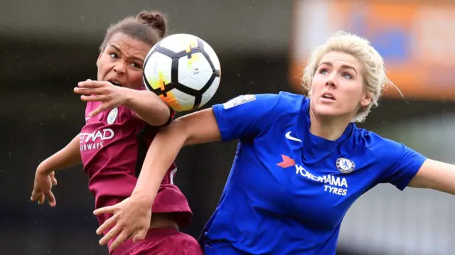 Chelsea's Millie Bright and Manchester City's Nikita Parris