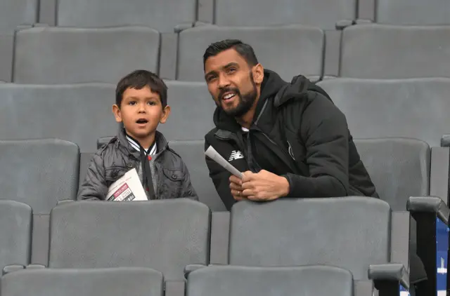 Celtic defender Marvin Compper and his son at Hampden