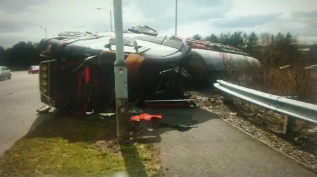 Overturned lorry