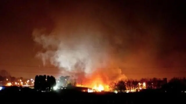 SP Plastics in Baswich, Stafford on fire