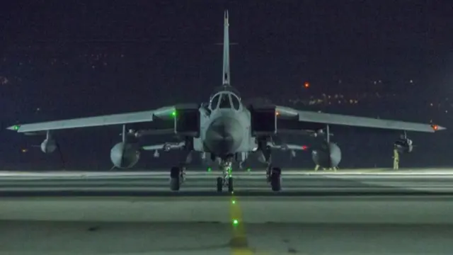 An RAF jet on the tarmac at RAF Akrotiri in Cyprus