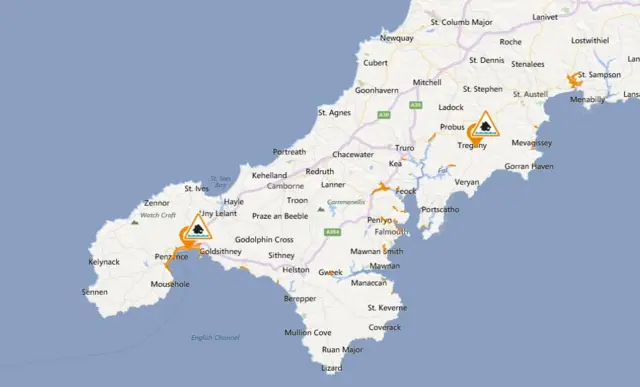 Flood alerts in Cornwall