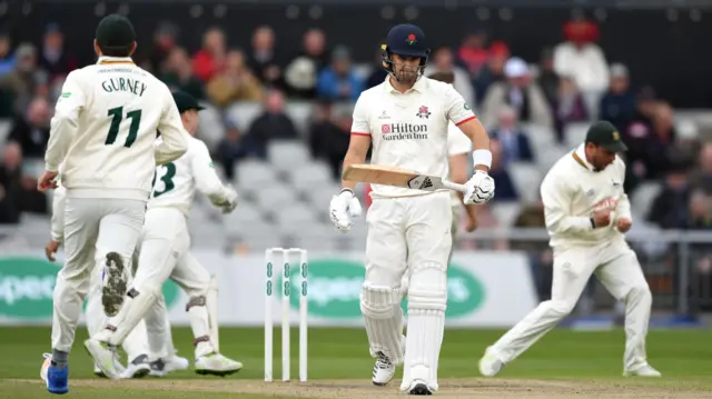 Liam Livingstone's Lancashire were beaten by Notts at Old Trafford