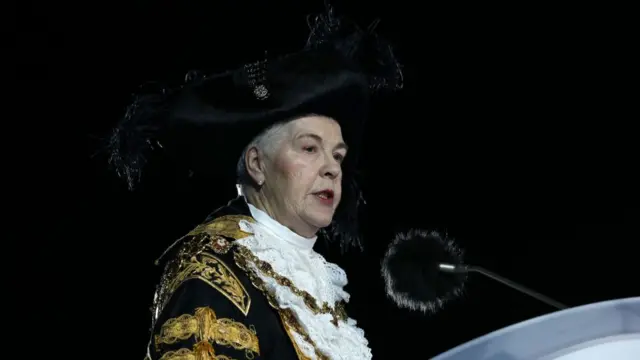 Anne Underwood, Lord Mayor of Birmingham, makes a speach during the Closing Ceremony for the Gold Coast 2018