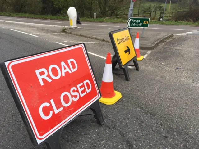 Penryn road crash scene