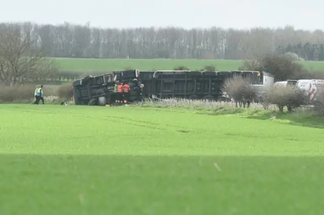 overturned lorry