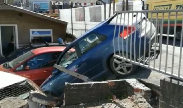 car in railings