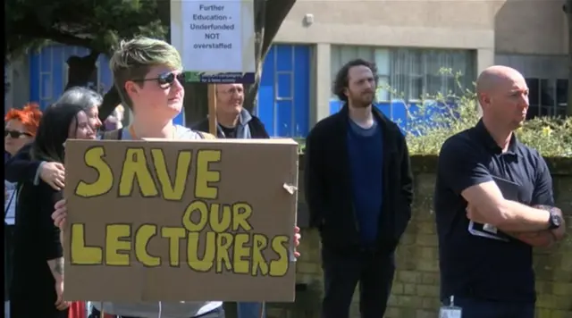 Staff and students protest outside Hull College