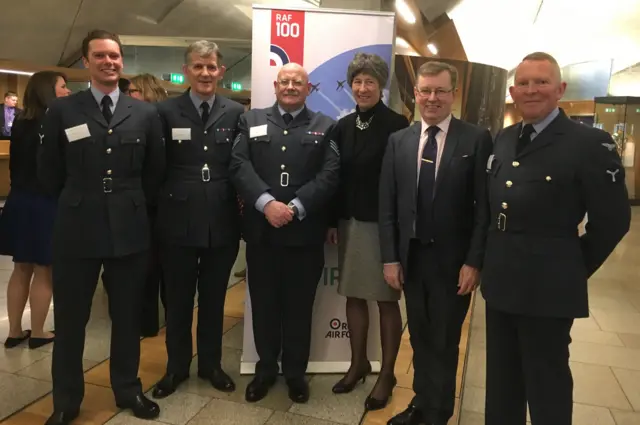 SAC Craig Walker, WO John Webster, Sgt Richard Brown, Liz Smith MSP, Alexander Stewart MBE MSP & SAC Mike Parker