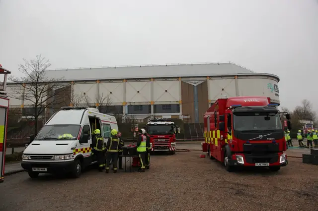 Firefighters training next to Sheffield Arena