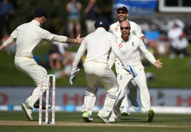 Jack Leach celebrates