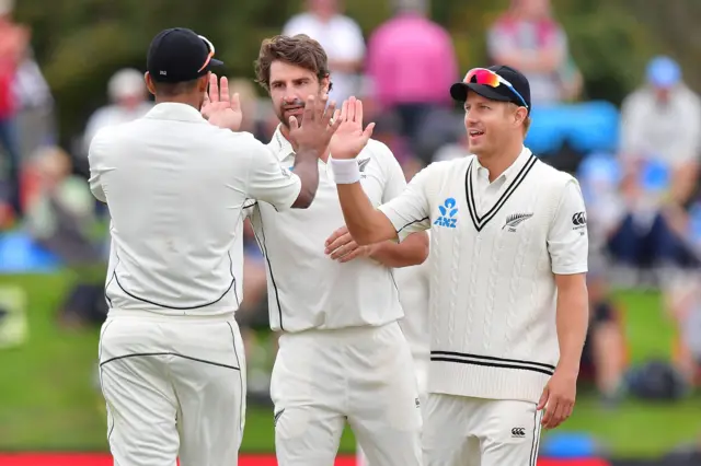 Ish Sodhi, Colin de Grandhomme and Neil Wagner