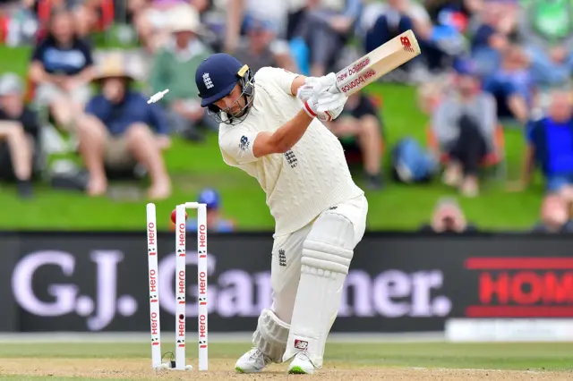 Mark Wood is bowled