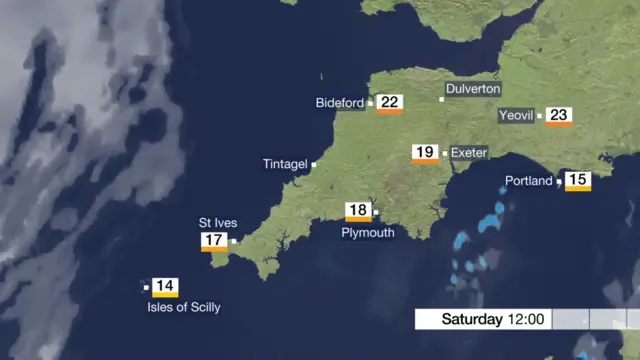 weather map for devon and cornwall