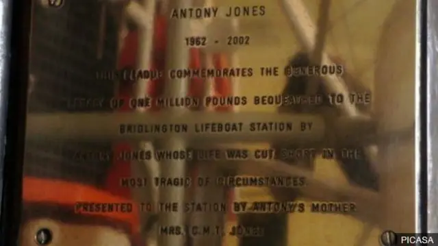 Plaque commemorating Anthony's donation.