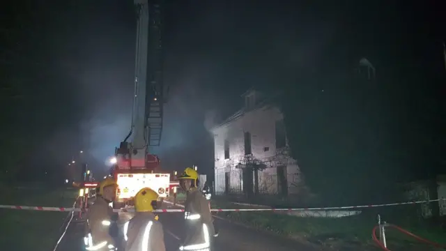 Fire crews at the site of the blaze