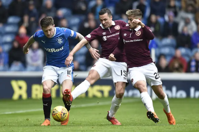 Hearts were unable to come back to draw despite an improved second half display at Ibrox