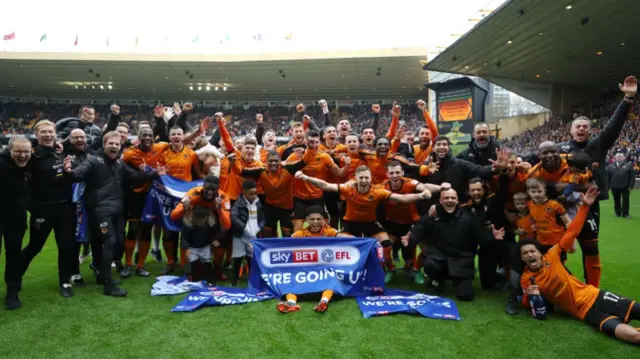 Wolves celebrates promotion to the Premier League