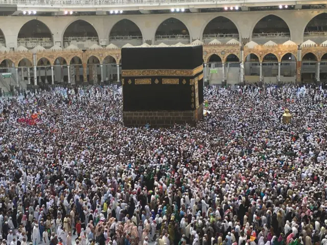 Muslim pilgrims circumambulate the Kaaba, Islam's holiest shrine, at the Grand Mosque in Saudi Arabia's holy city of Mecca on 3 September 2017 during the annual Hajj pilgrimage