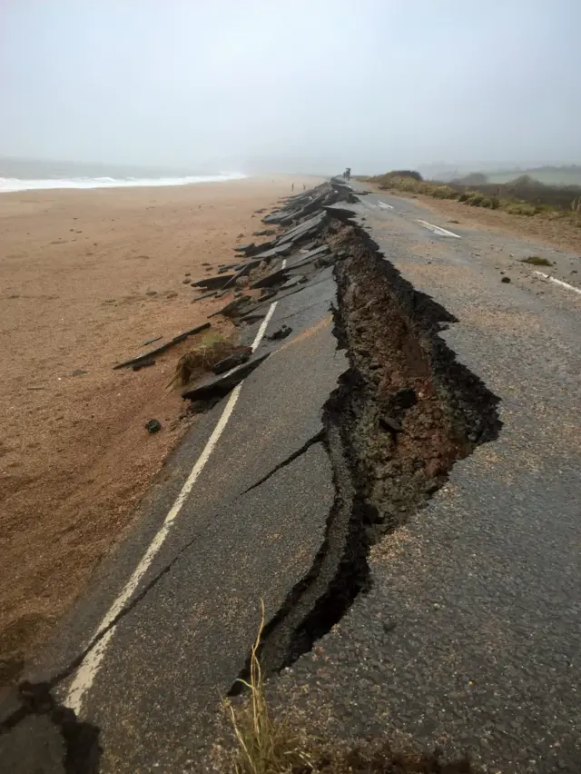 Road washed away at Slapton