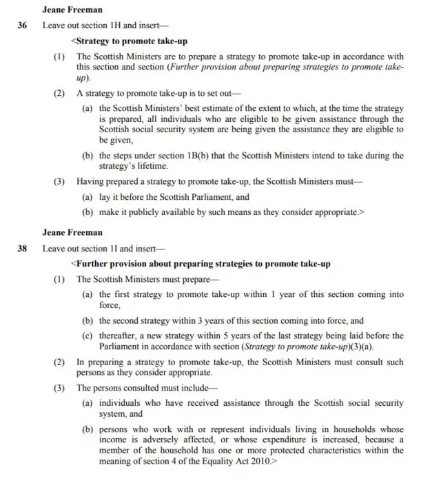 Jeane Freeman's amendments