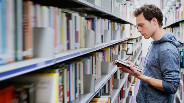 Man in a library