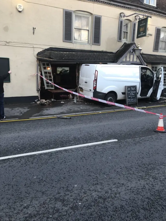 Van in side of pub