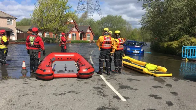 Water rescue team on the scene