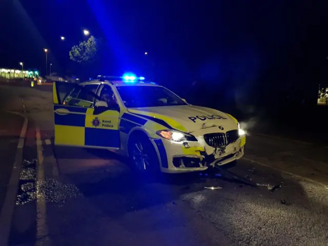 Police car rammed during pursuit