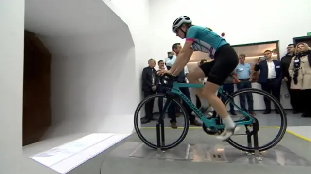 Bike in front of wind tunnel