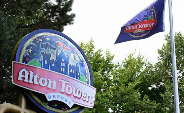 Alton Towers sign and flag