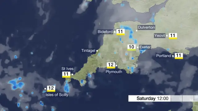 Weather in Devon and Cornwall on Saturday