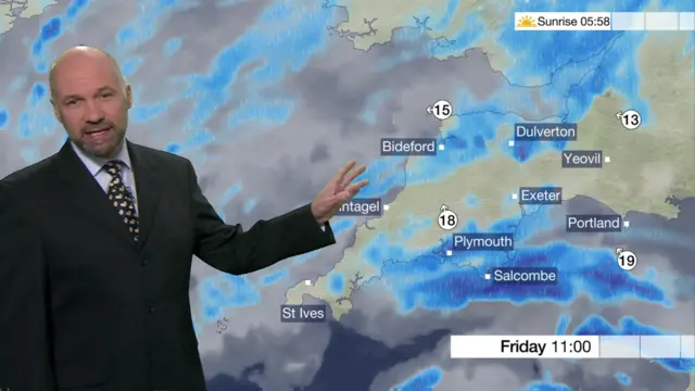 weather map of Devon and Cornwall