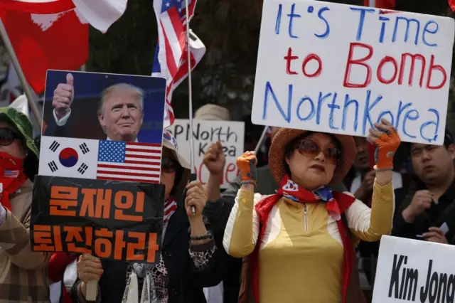 Anti-talks protest in Paju, South Korea